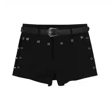 怪力萝莉 高腰修身时尚牛仔短裤 女款 黑色