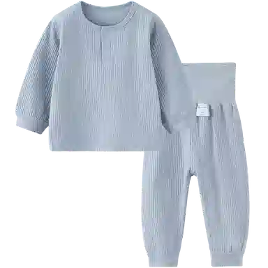 童泰宝宝内衣套装春秋季男童女童家居服上衣高腰裤子儿童睡衣坑条