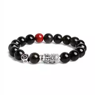 【来财貔貅】 印象眸 新中式国潮小众设计精致通勤风百搭财源滚滚素圈转运珠 礼盒包装#好运 黑曜石 手串 男女同款情侣款