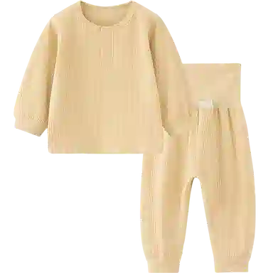 童泰宝宝内衣套装春秋季男童女童家居服上衣高腰裤子儿童睡衣坑条