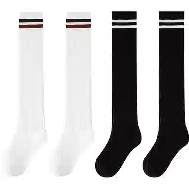 儿童款 英氏 百搭条纹学院风长筒袜子