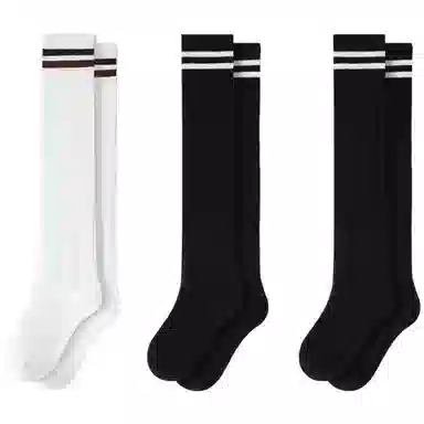 儿童款 英氏 百搭条纹学院风长筒袜子