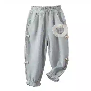 十月妈咪 花边松紧腰束脚休闲裤 儿童款