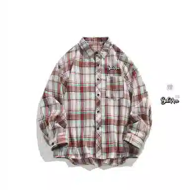 大卫贝肯 美式高街复古学院风基础款格子条纹设计潮牌痞帅高级感外套翻领垂感百搭宽松落肩长袖衬衫 男女同款