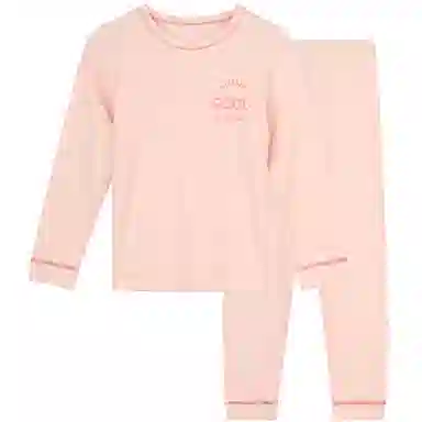 红豆 圆领舒适长袖休闲长裤内衣套装 粉米青少年