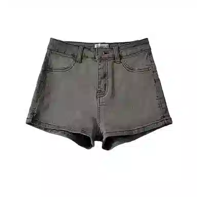 桴生 美式复古爱心形高腰提臀修身显瘦百搭直筒热裤牛仔短裤 女款
