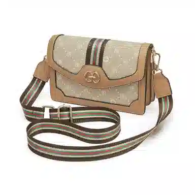 老人头 经典时髦百搭通勤轻便 牛皮 单肩包 女款 杏色