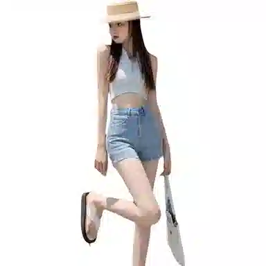 怪力萝莉 高腰薄款舒适牛仔短裤 女款