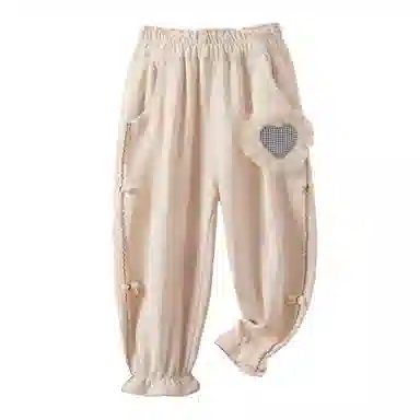 十月妈咪 花边松紧腰束脚休闲裤 儿童款