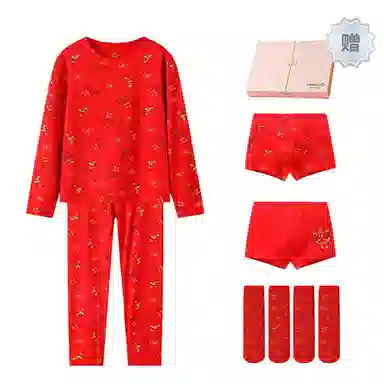 英氏 童装 醒狮图案圆领秋衣秋裤保暖套装 儿童款 礼盒装