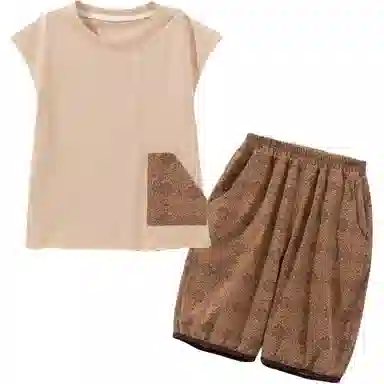 中童 蓝精灵 透气舒适亲肤休闲运动套装 咖色