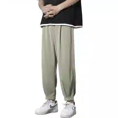 顶峰保罗 冰丝薄款速干纯色简约垂感运动束脚九分裤潮流显高显瘦宽松凉感透气百搭大码休闲裤 男女同款