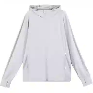 特步 纯色拉链连帽百搭休闲 防紫外线防晒服 男女同款 炊烟灰