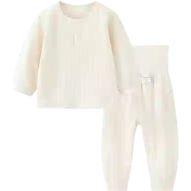 童泰宝宝内衣套装春秋季男童女童家居服上衣高腰裤子儿童睡衣坑条