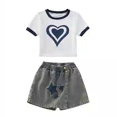 大童 浪莎 百搭透气舒适休闲运动套装 白色