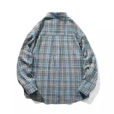 大卫贝肯 美式高街复古学院风基础款格子条纹设计潮牌痞帅高级感外套翻领垂感百搭宽松落肩长袖衬衫 男女同款