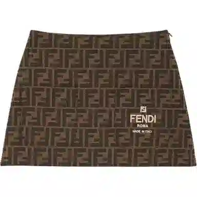 Fendi SS24 Embroidered Zip Skirt Brown