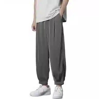 顶峰保罗 冰丝薄款速干纯色简约垂感运动束脚九分裤潮流显高显瘦宽松凉感透气百搭大码休闲裤 男女同款