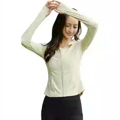 欧迪芬 修身连帽春夏冰丝防晒服凉感短款显瘦外套微喇叭裤两件套速干时尚运动风轻盈舒适感防晒衣透气性好时尚设计显瘦效果健身套装 女款