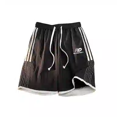 红蜻蜓 美式复古高街设计感多巴胺经典高级舒适宽松百搭日常通勤潮流时尚简约直筒运动健身五分休闲短裤 男女同款