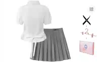 东鲸岁时记 学院风刺绣翻领双拉链短袖衬衫百褶裙制服 女款 礼盒装