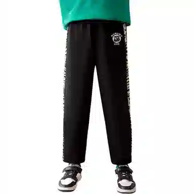 木木屋 柔软舒适时尚百搭字母印花运动休闲裤 青少年 黑色