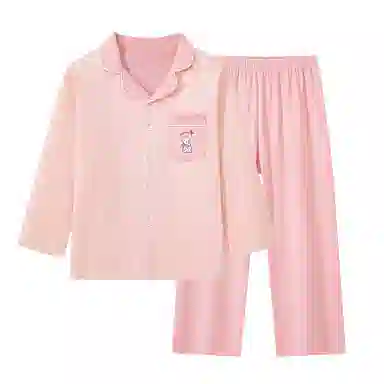 顶瓜瓜家居服 翻领舒适柔软 浅粉撞深粉青少年