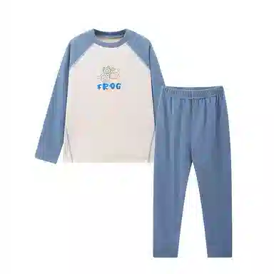 青蛙王子 时尚洋气圆领插肩拼色内衣套装儿童款