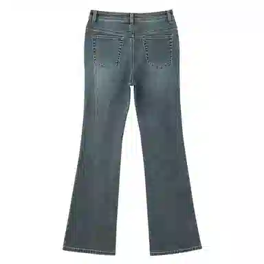 美特斯邦威 复古高腰修身弹力喇叭牛仔裤 女款