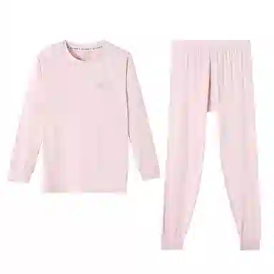 久岁伴 居家系列 舒适亲肤圆领长袖纯色长裤内衣套装青少年