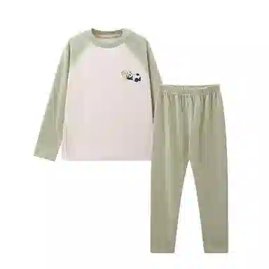 青蛙王子 时尚洋气圆领插肩拼色内衣套装儿童款