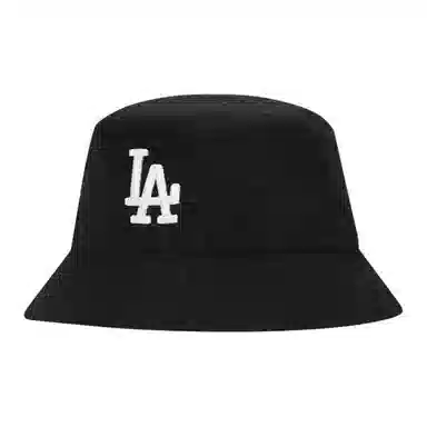 MLB Monogram La Embroidered Logo Cotton Bucket Hat Black