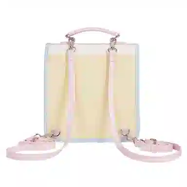 米菲清新学院风英伦剑桥多巴胺撞色少女透明展示层痛包手提单肩斜挎双肩包一包多背