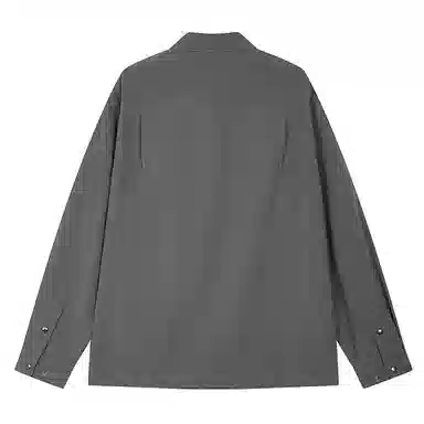 速写 黑支线 宽松简约纯色优雅口袋通勤长袖衬衫 男款