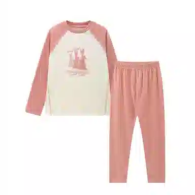 青蛙王子 时尚洋气圆领插肩拼色内衣套装儿童款