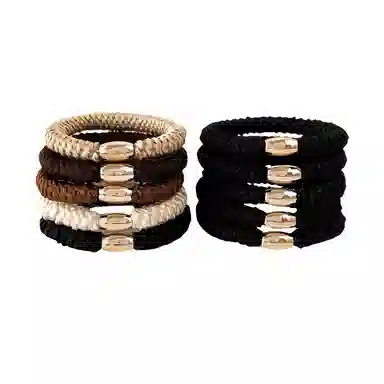 丹琴 无缝加粗运动编织发绳简约高马尾发圈不伤头发扎马尾气质皮套 弹力绳/合金 头绳 女款