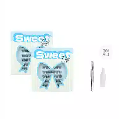 酷乐丝 胶水款 夏日小珍珠 假睫毛  单簇纤长 懒人使用新手仿真黑梗单簇化妆师款