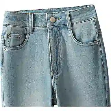 丝柏舍 简约高腰修身喇叭牛仔裤 女款 浅蓝色