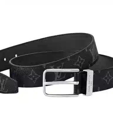 Louis Vuitton Canvas Logo Belt Black 3.5CM