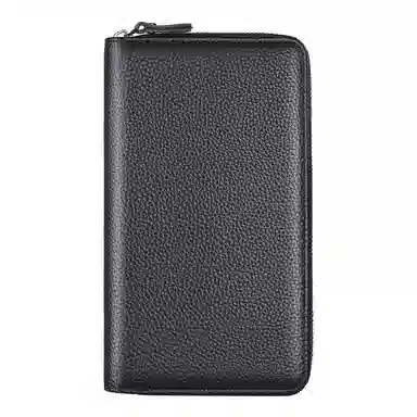 歌若拉 长款拉链手抓包 头层牛皮 钱包 常规 男款 黑色