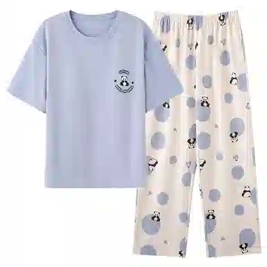 细舍 短袖长裤薄款可外穿休闲可爱卡通家居服睡衣套装 女款