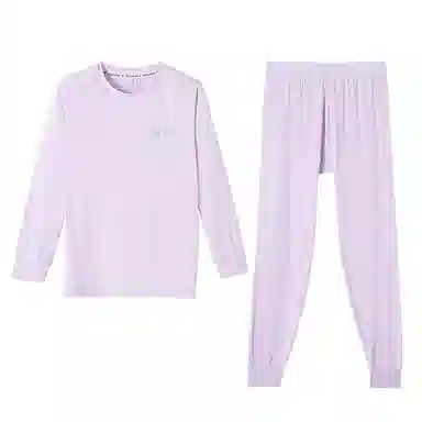 久岁伴 居家系列 舒适亲肤圆领长袖纯色长裤内衣套装青少年