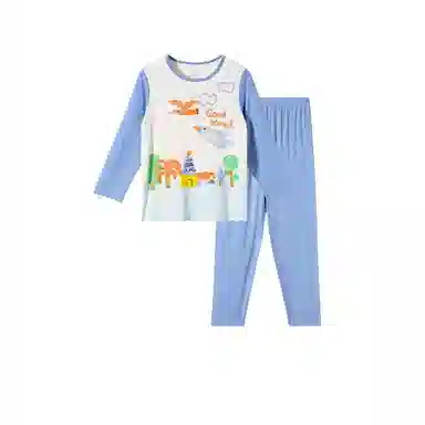 久岁伴 睡眠系列 透气保暖舒适家居服 苍蓝中小童