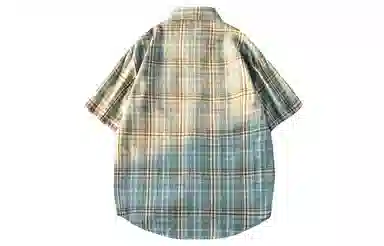 王者荣耀 标语款 美式复古格子宽松休闲舒适高街少年感高颜值百搭时尚潮流翻领纽扣短袖衬衫 男女同款