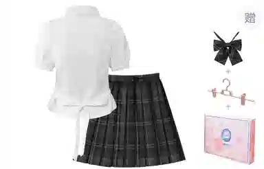 东鲸岁时记 学院风刺绣翻领双拉链短袖衬衫百褶裙制服 女款 礼盒装