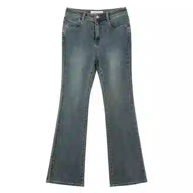 美特斯邦威 复古高腰修身弹力喇叭牛仔裤 女款