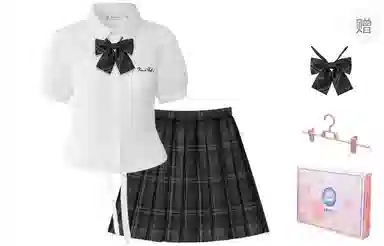 东鲸岁时记 学院风刺绣翻领双拉链短袖衬衫百褶裙制服 女款 礼盒装