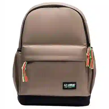 李宁 运动生活系列反光双肩背包 卡其色