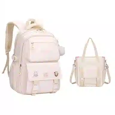 芭菲尼 高颜值减压减负初高中小学生防泼水护脊休闲大容量多隔层旅行学院百搭三件套组合 牛津布 书包背包双肩包 常规 儿童款 多色