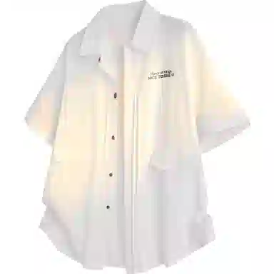 王者荣耀 鲁班七号款 美式复古街头宽松舒适柔软亲肤无性别主义设计感休闲短袖衬衫 男女同款